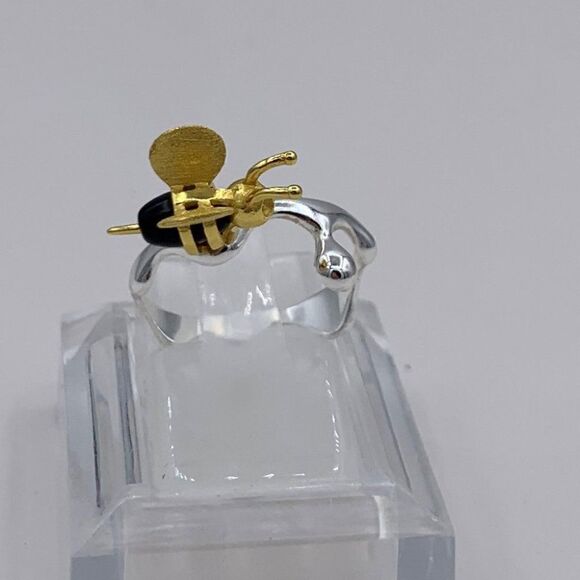 Nwot, solid sterling Bee and Honey ring with 22 K gold applied accents, sz 7 - Picture 2 of 10